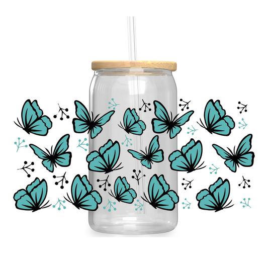 Teal Butterflies Tumbler