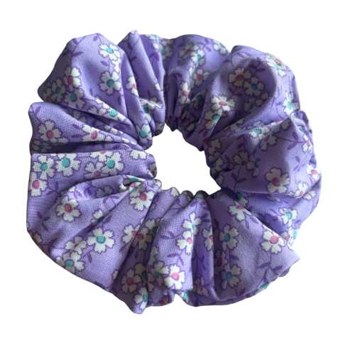 Purple Flower Scrunchie