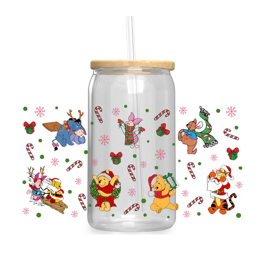 Winnie Christmas Iced Coffee Glass