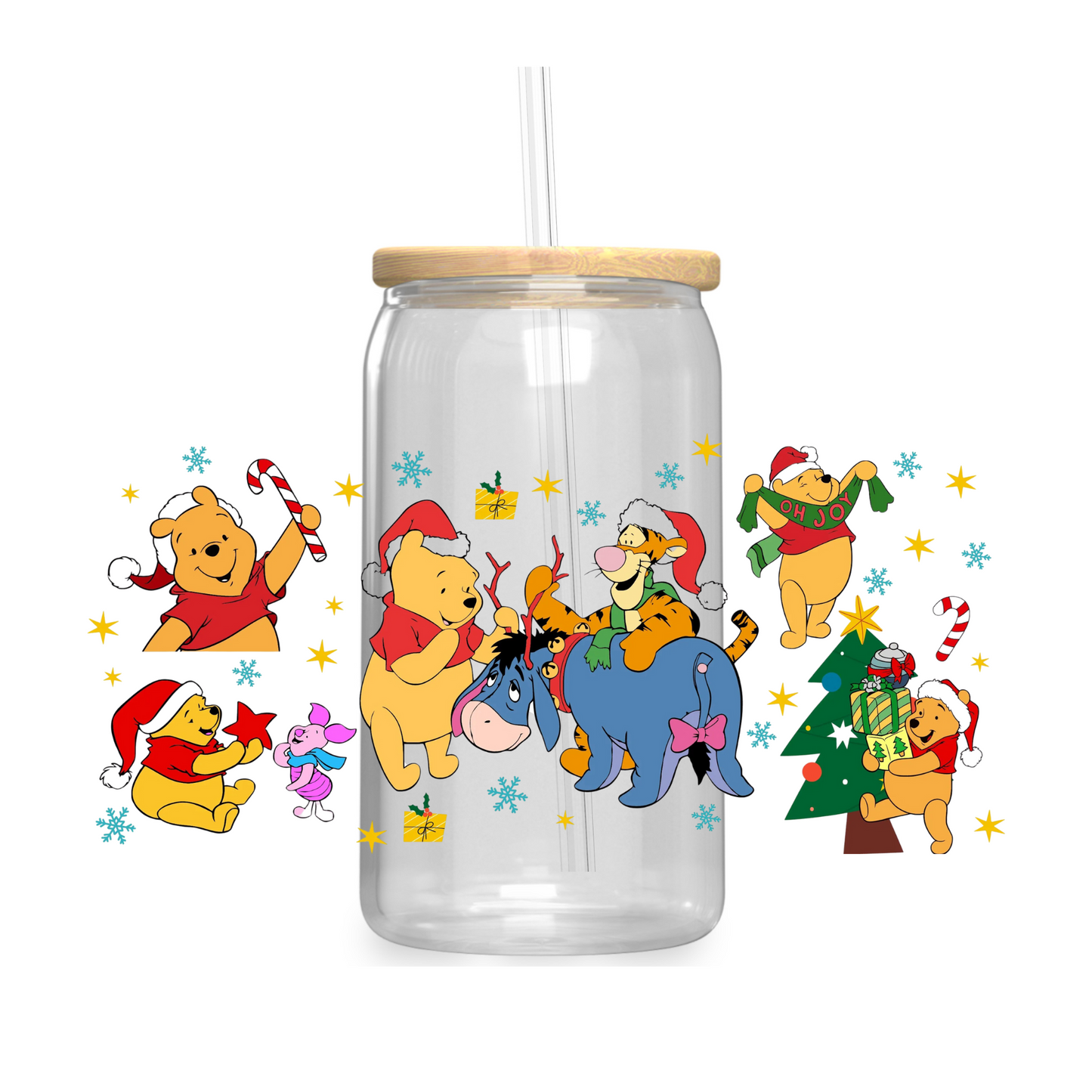 Winnie & Friends Christmas Iced Coffee Glass