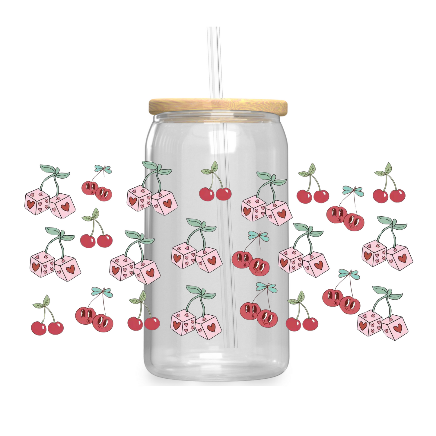 Cherry dice iced latte glass