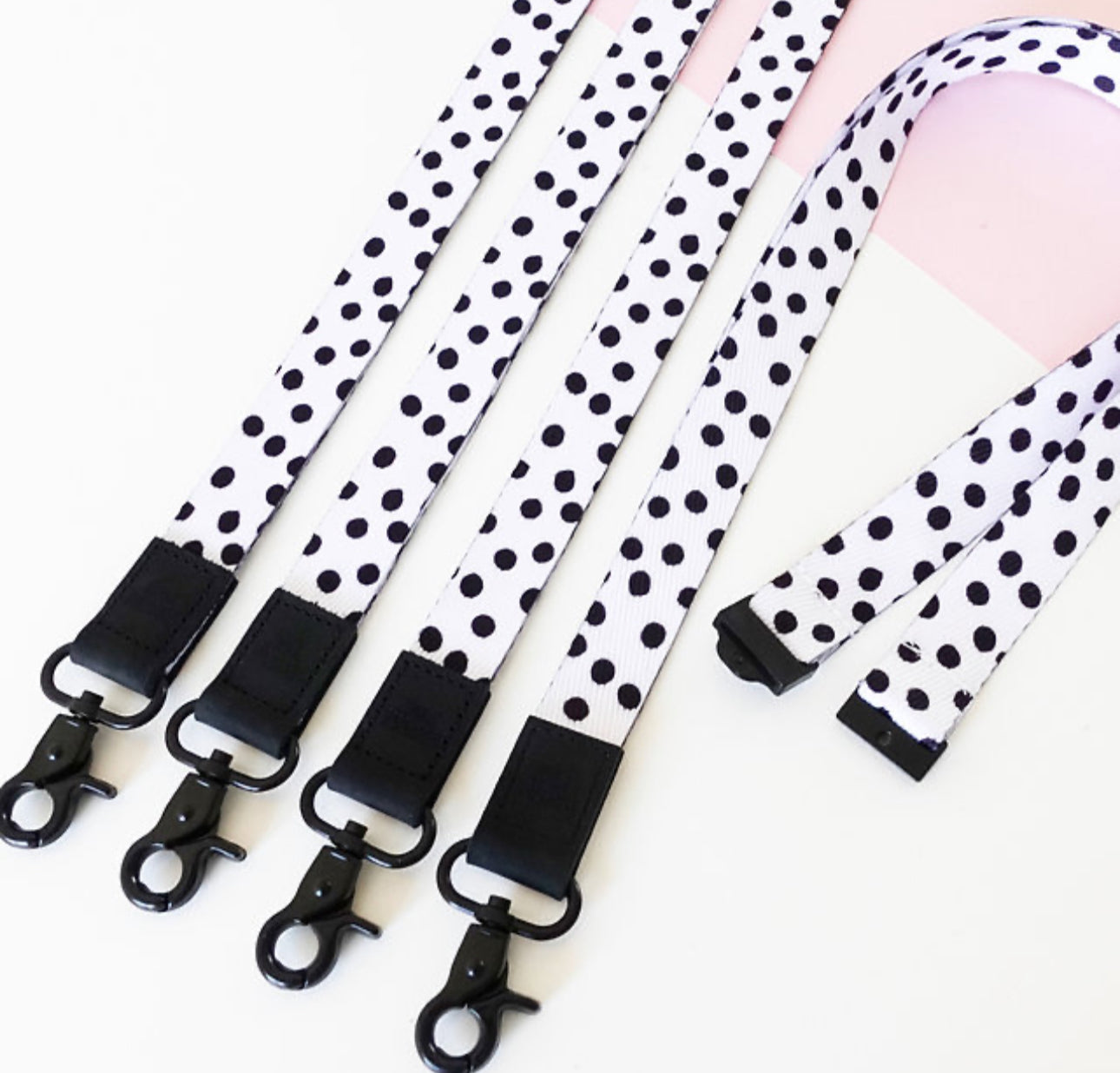 White Spotted Fabric Teacher Lanyard