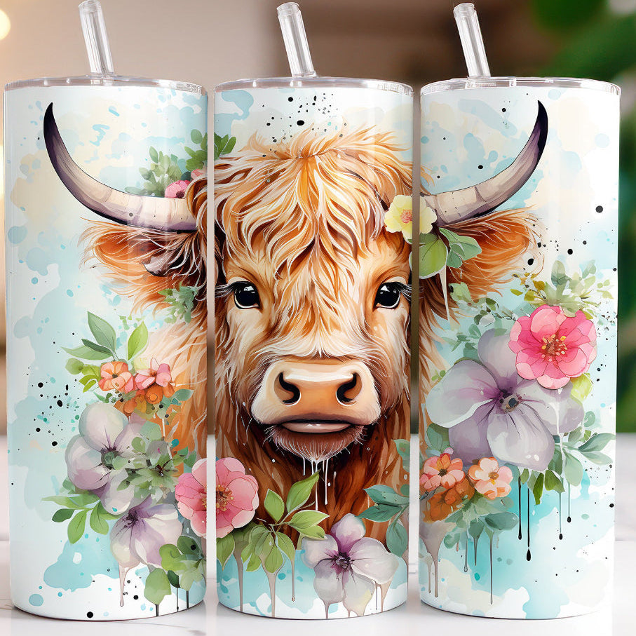 Highland Cow Printed Tumbler