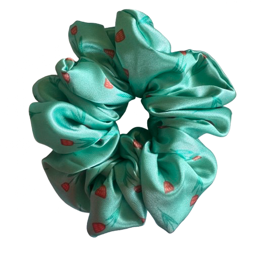 Aqua Satin Tulip Scrunchie