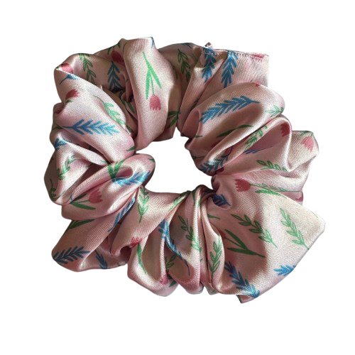 Pink Satin Tulip Scrunchie