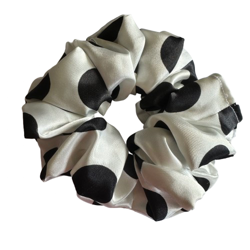 B&W Spots Satin Scrunchie