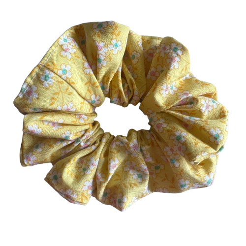 Yellow Floral Scrunchie