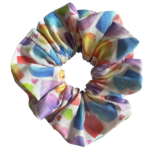 Rainbow Hearts Scrunchie