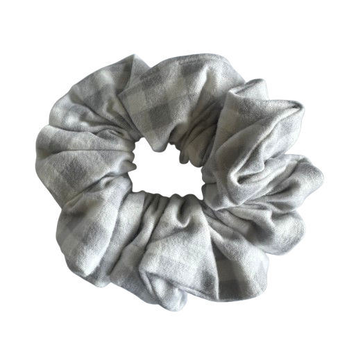 Grey Gingham Scrunchie