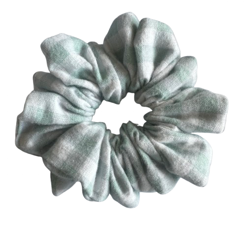 Pale Green Gingham Scrunchie