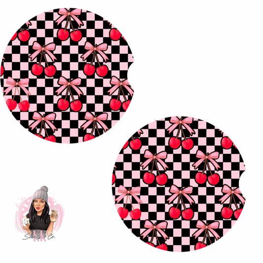 Cherries Car Cup Coaster Set