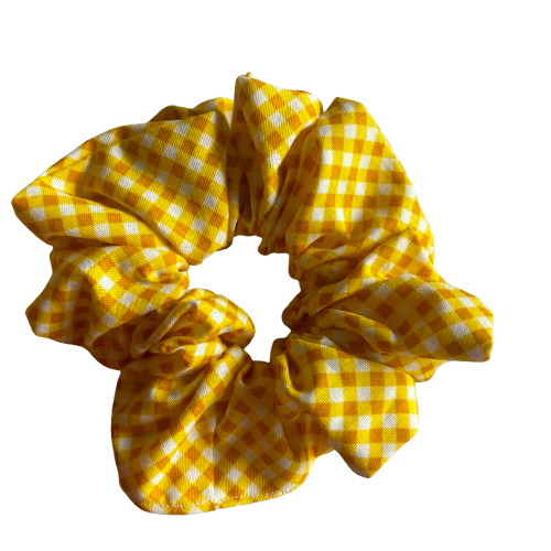 Yellow Gingham Scrunchie