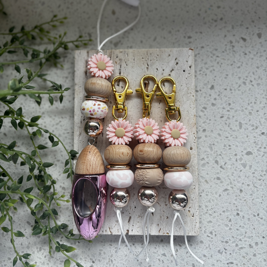 Pink Daisy Hanging Diffuser/Keyring Set