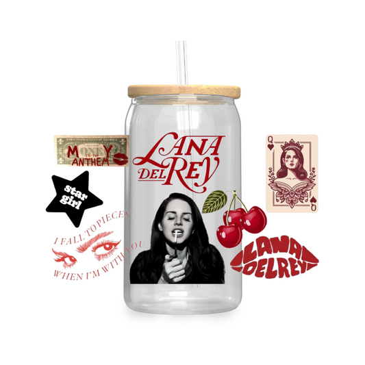 lana del ray iced coffee glass