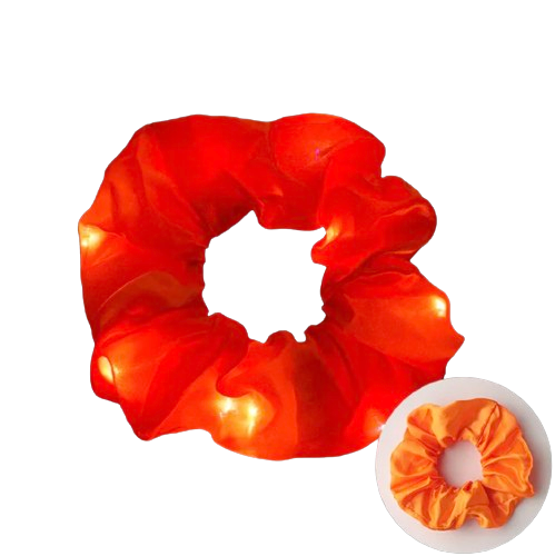 LED Light Up Scrunchie - Bright Orange