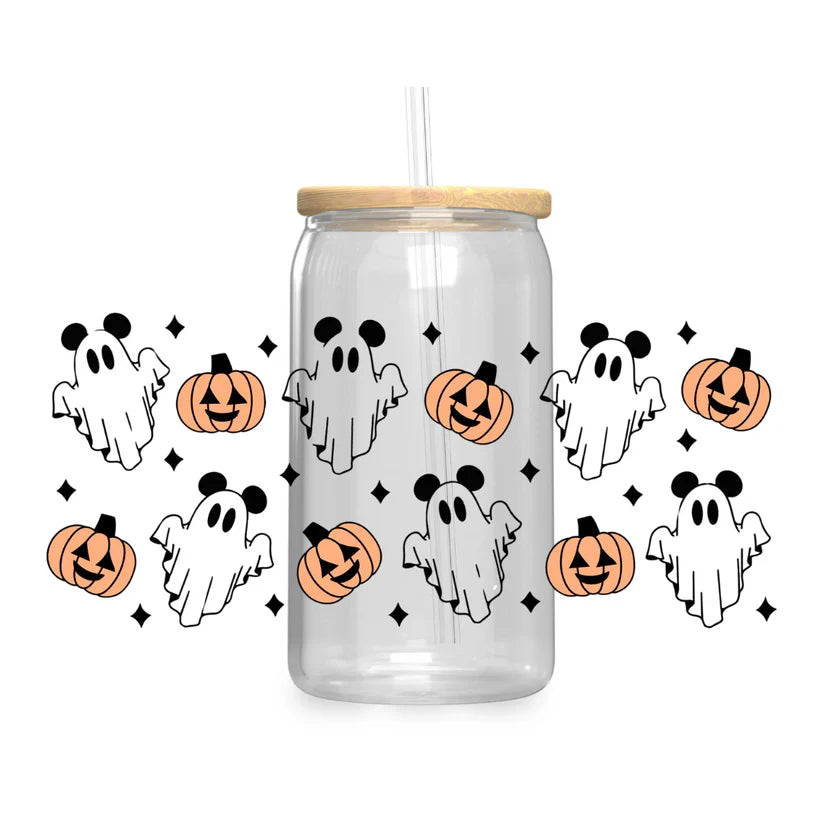 Ghosts & Pumpkins Iced Coffee Glass