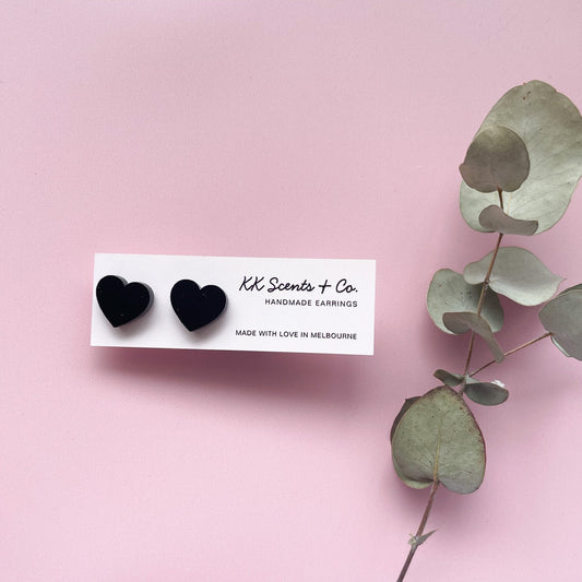 Black Heart Studs - KK Scents & Co.