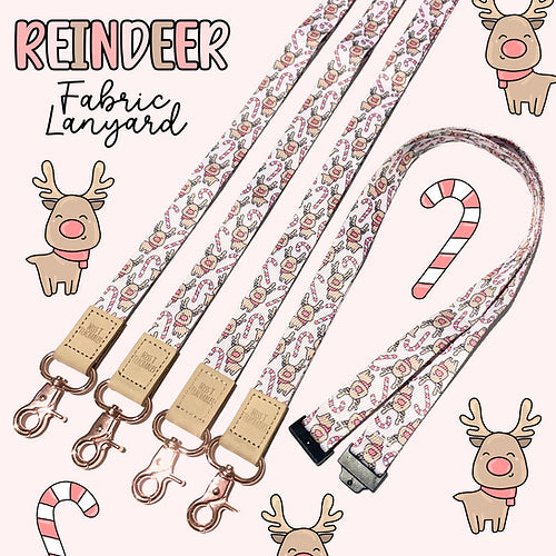 Reindeer Fabric Lanyard