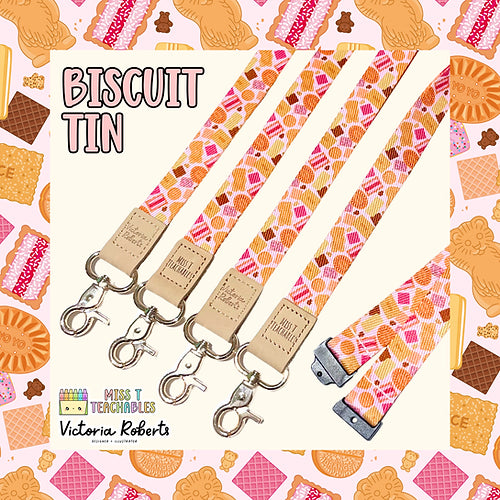 Biscuit Tin Fabric Lanyard