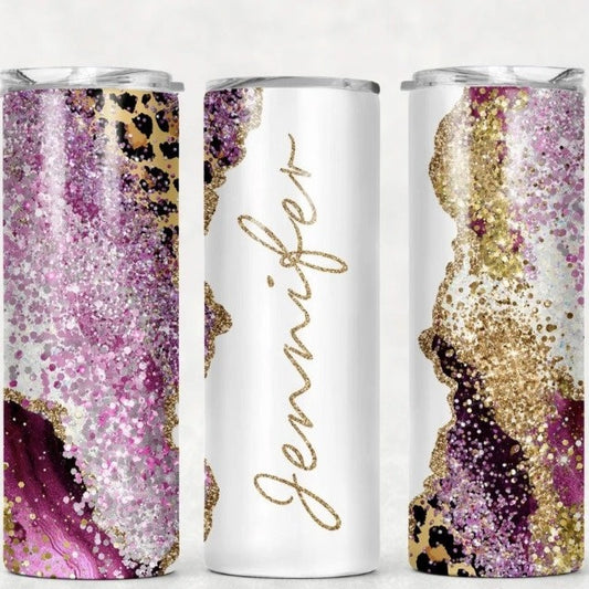 Personalised Purple Marble 20oz Tumbler